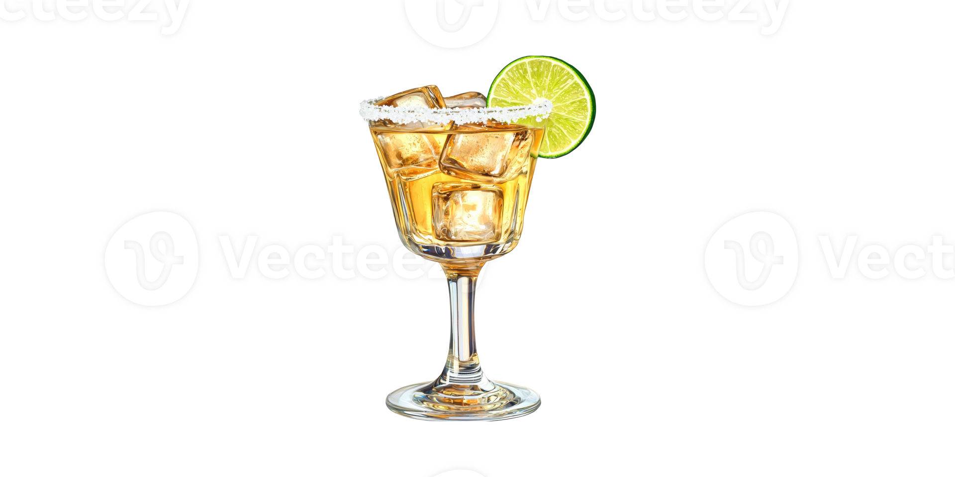 Margarita Cocktail With Lime And Salt Rim. Refreshing Summer Beverage Concept Isolated On Transparent Background png