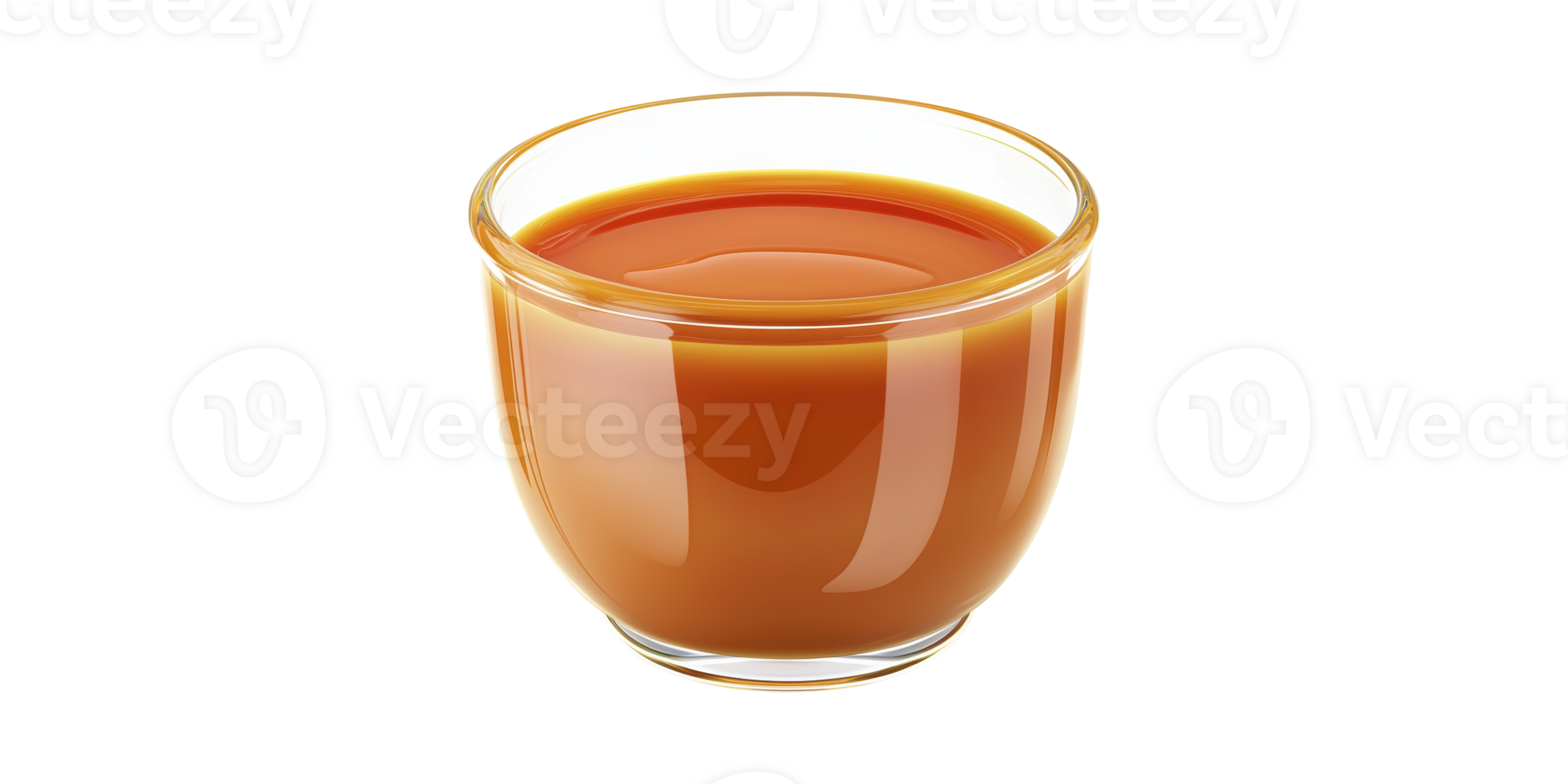 Glass Of Caramel Sauce. Sweet Dessert Topping For Culinary Use Isolated On Transparent Background png