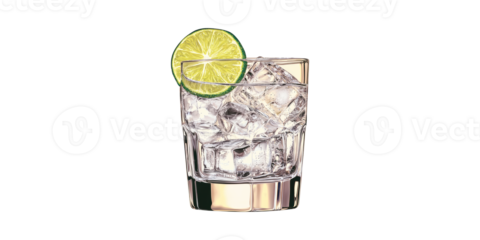Glass Of Iced Water With Lime Slice. Refreshing Beverage For Hydration And Summer Coolness Isolated On Transparent Background png
