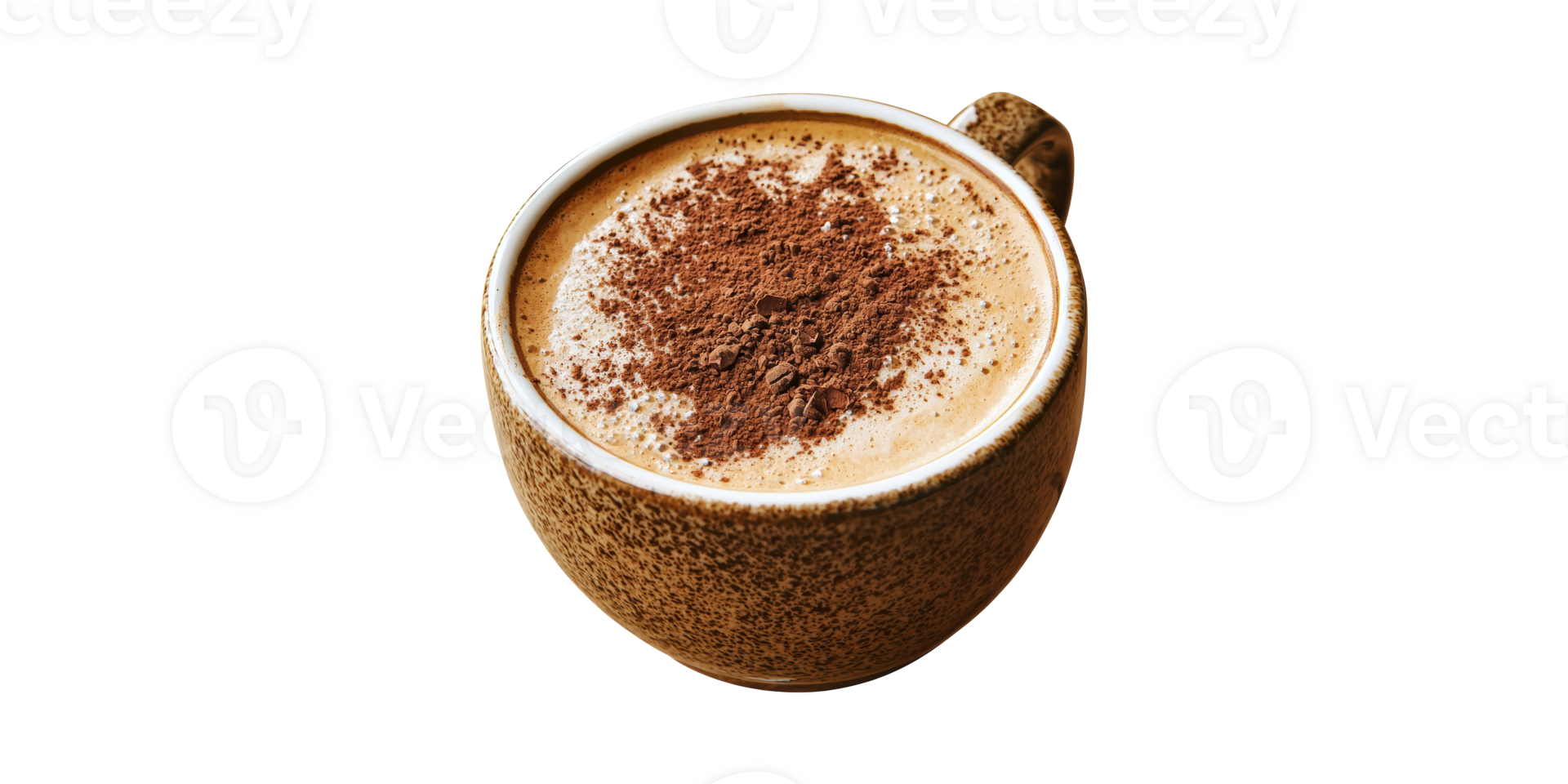 Cappuccino In Rustic Mug With Cocoa Powder Topping. Cozy Beverage For Relaxation And Enjoyment Isolated On Transparent Background png