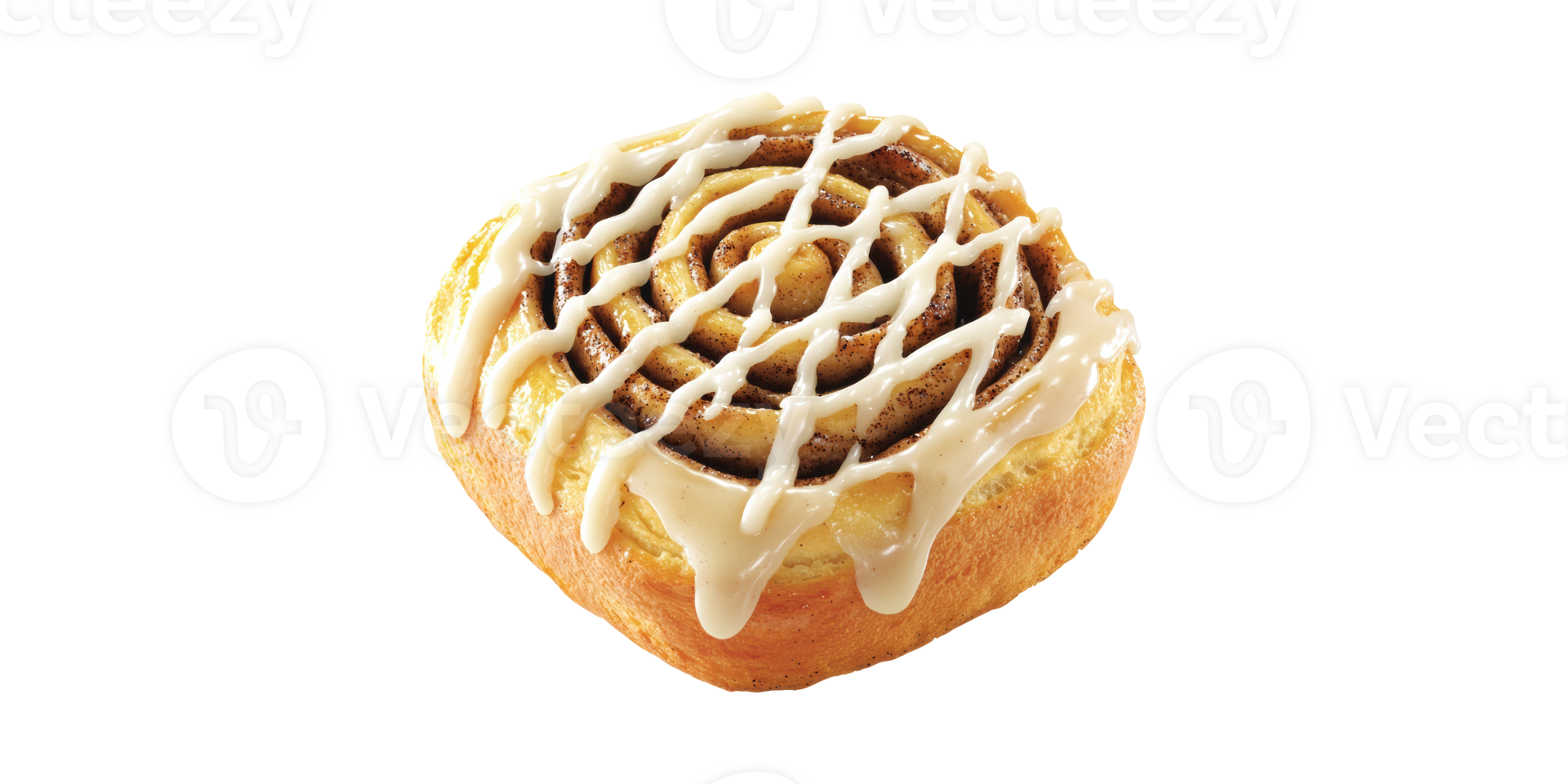 Cinnamon Roll With Icing. Delicious Pastry For Breakfast Or Dessert Isolated On Transparent Background png