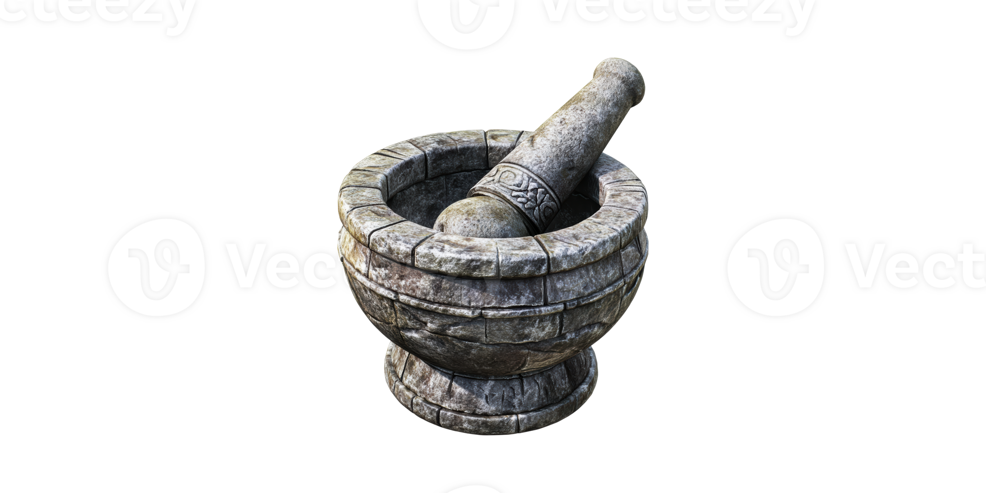 Stone Mortar And Pestle. Traditional Tool For Grinding And Mixing Isolated On Transparent Background png