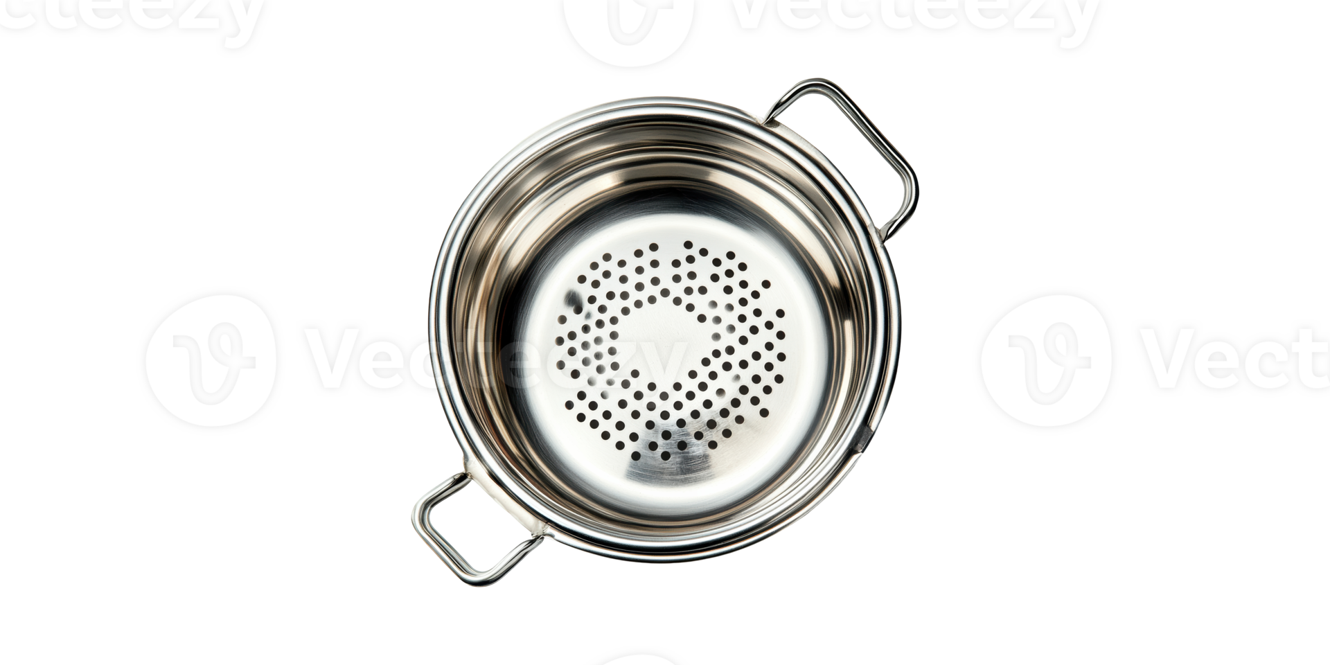 Stainless Steel Colander With Handles. Essential Kitchen Tool For Draining And Straining Isolated On Transparent Background png