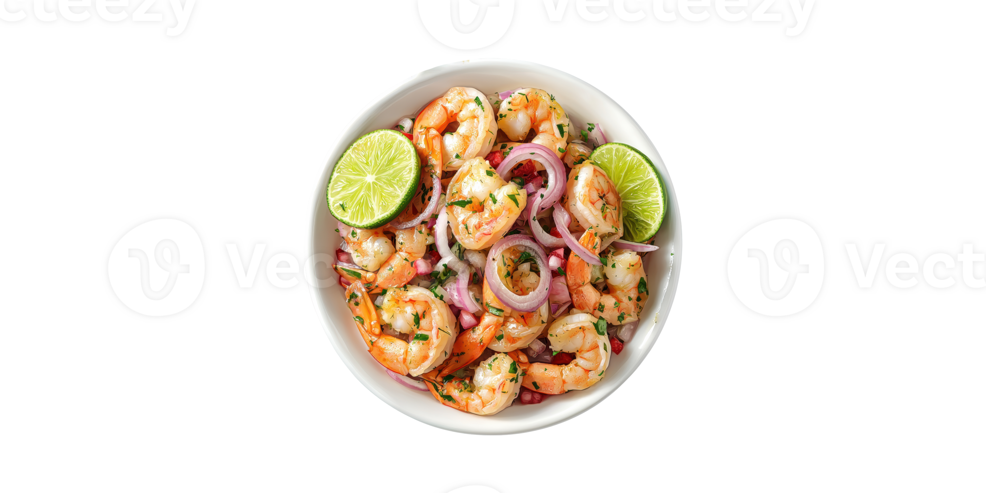 Shrimp Ceviche With Lime And Onions In Bowl. Fresh Seafood Dish For Culinary Delight Isolated On Transparent Background png