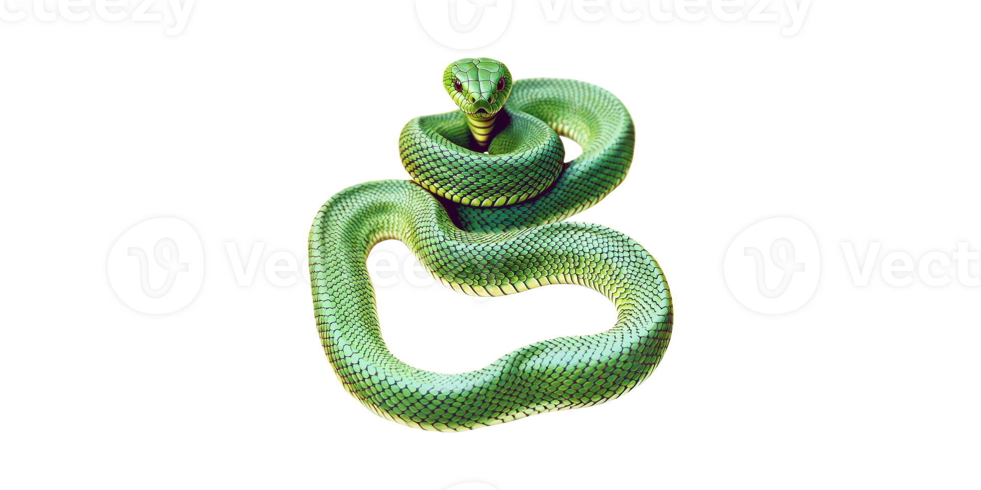Green Snake Coiled. Symbol Of Nature And Wildlife Conservation Isolated On Transparent Background png