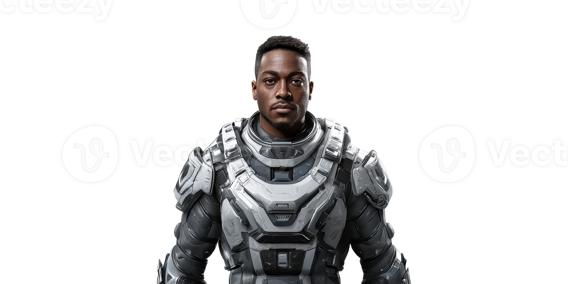 Futuristic Soldier In Advanced Armor Suit. Concept Of Sci-Fi Military Technology And Defense Isolated On Transparent Background png