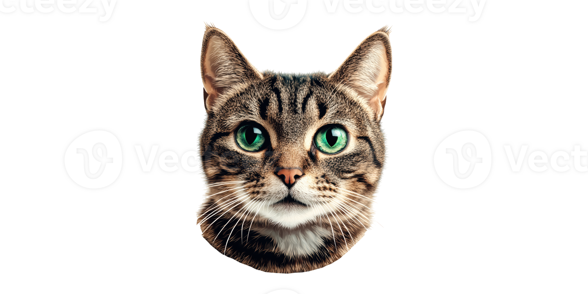 Close-Up Of Tabby Cat With Green Eyes. Feline Beauty And Curiosity Isolated On Transparent Background png