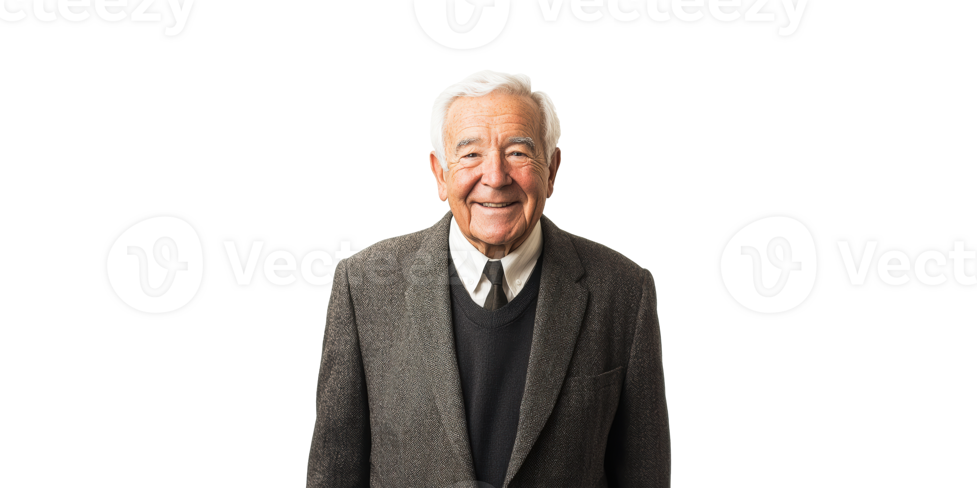 Elderly Man Smiling In Formal Attire. Portrait Of Senior Gentleman In Suit Isolated On Transparent Background png