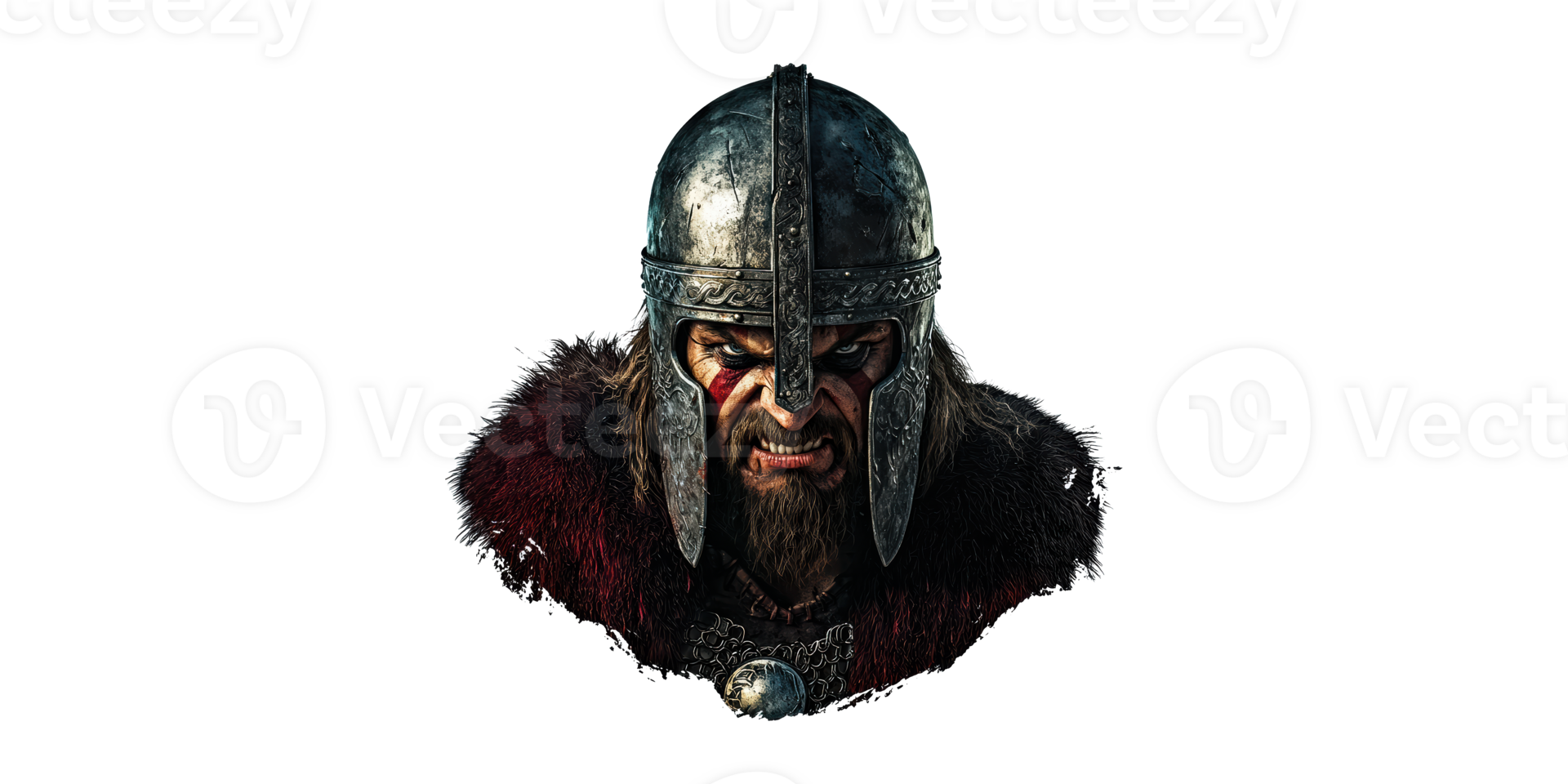 Medieval Warrior In Battle Armor With Fierce Expression. Historical Combat And Valor Isolated On Transparent Background png
