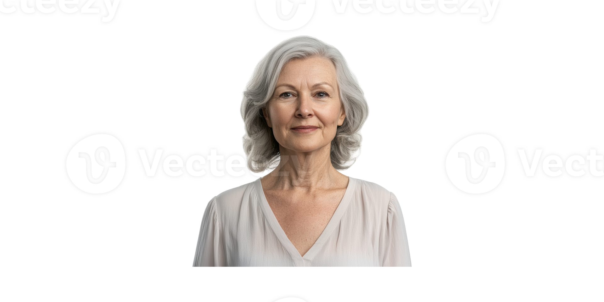Elderly Woman With Gray Hair Smiling. Portrait Of Graceful Aging And Confidence Isolated On Transparent Background png