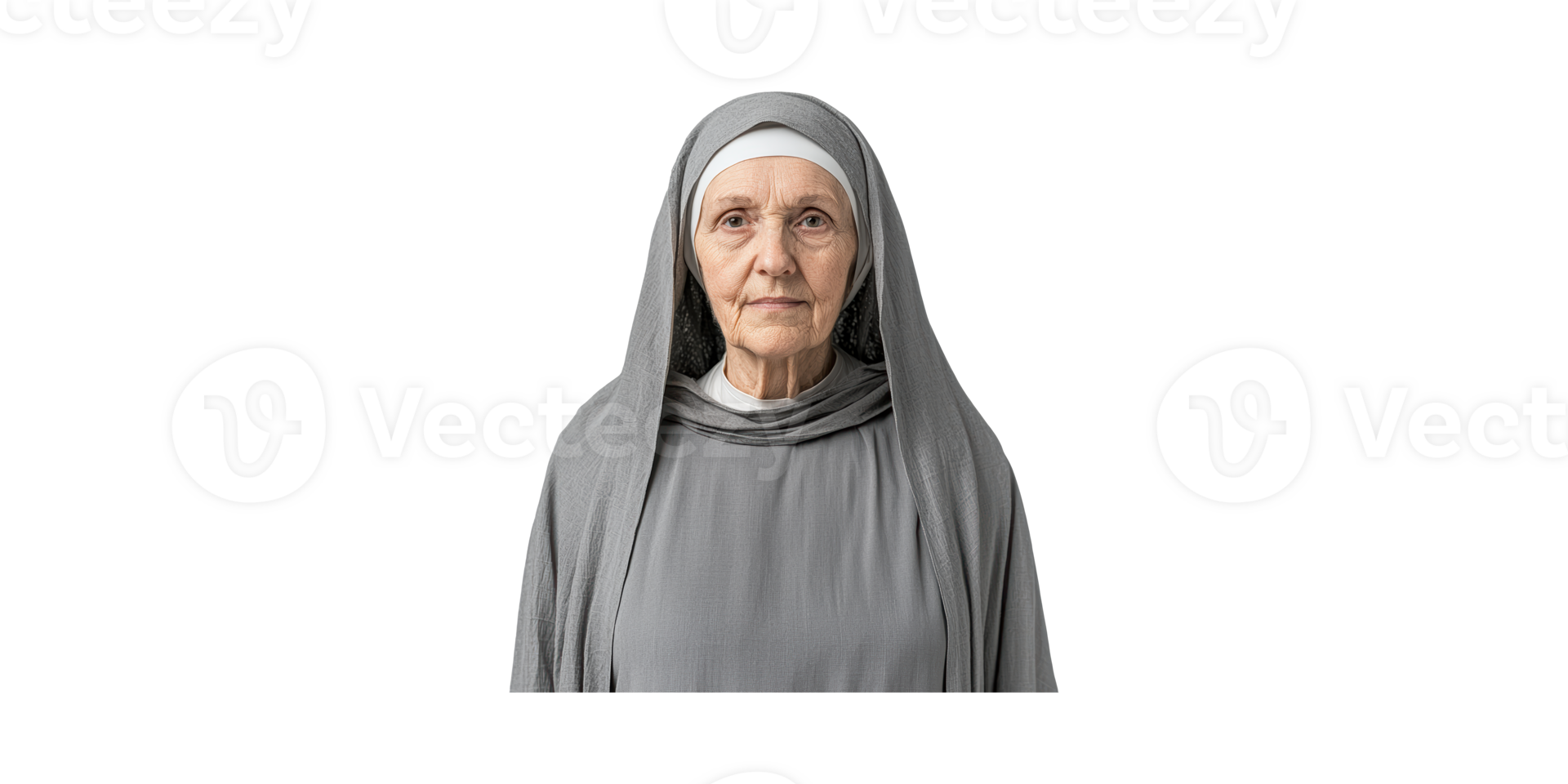 Elderly Nun In Traditional Habit. Religious Devotion And Spiritual Commitment Isolated On Transparent Background png