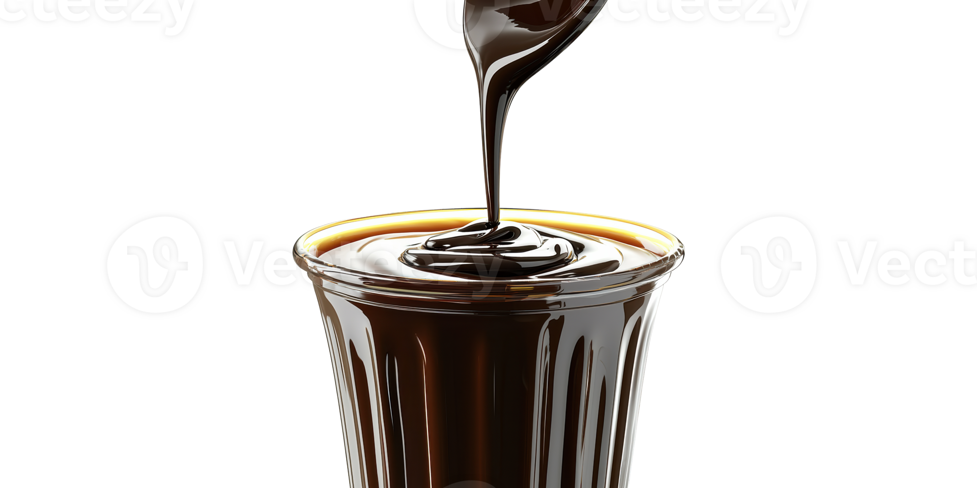 Thick Chocolate Syrup Pouring Into Glass. Rich And Decadent Dessert Topping Isolated On Transparent Background png