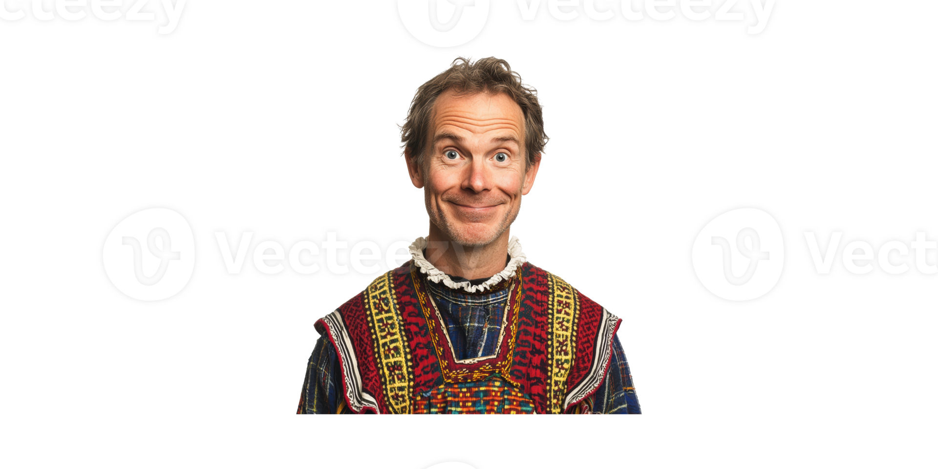 Smiling Man In Traditional Colorful Attire. Cultural Heritage And Joyful Expression Isolated On Transparent Background png