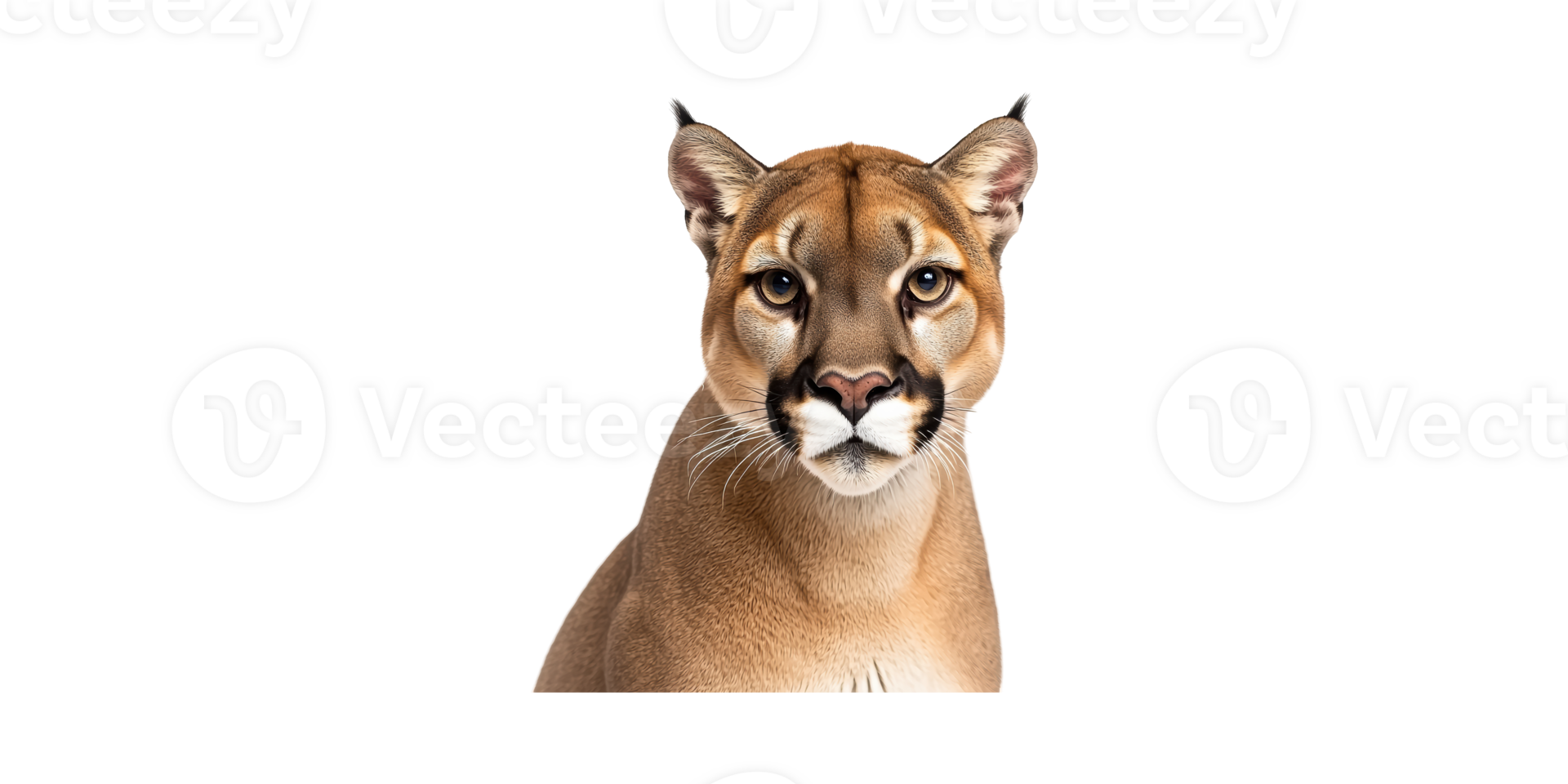Close-Up Portrait Of A Cougar. Majestic Wild Cat In Detailed Focus Isolated On Transparent Background png