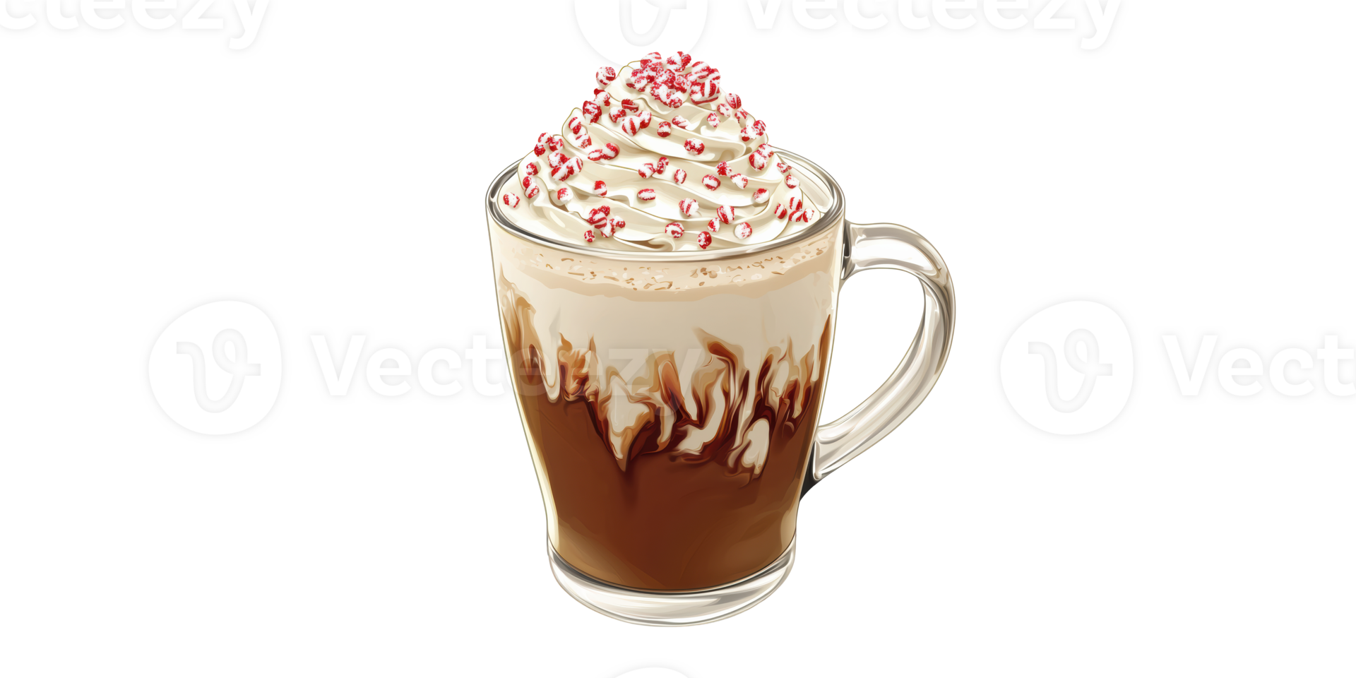 Festive Peppermint Mocha With Whipped Cream And Candy Topping. Holiday Beverage Delight Isolated On Transparent Background png