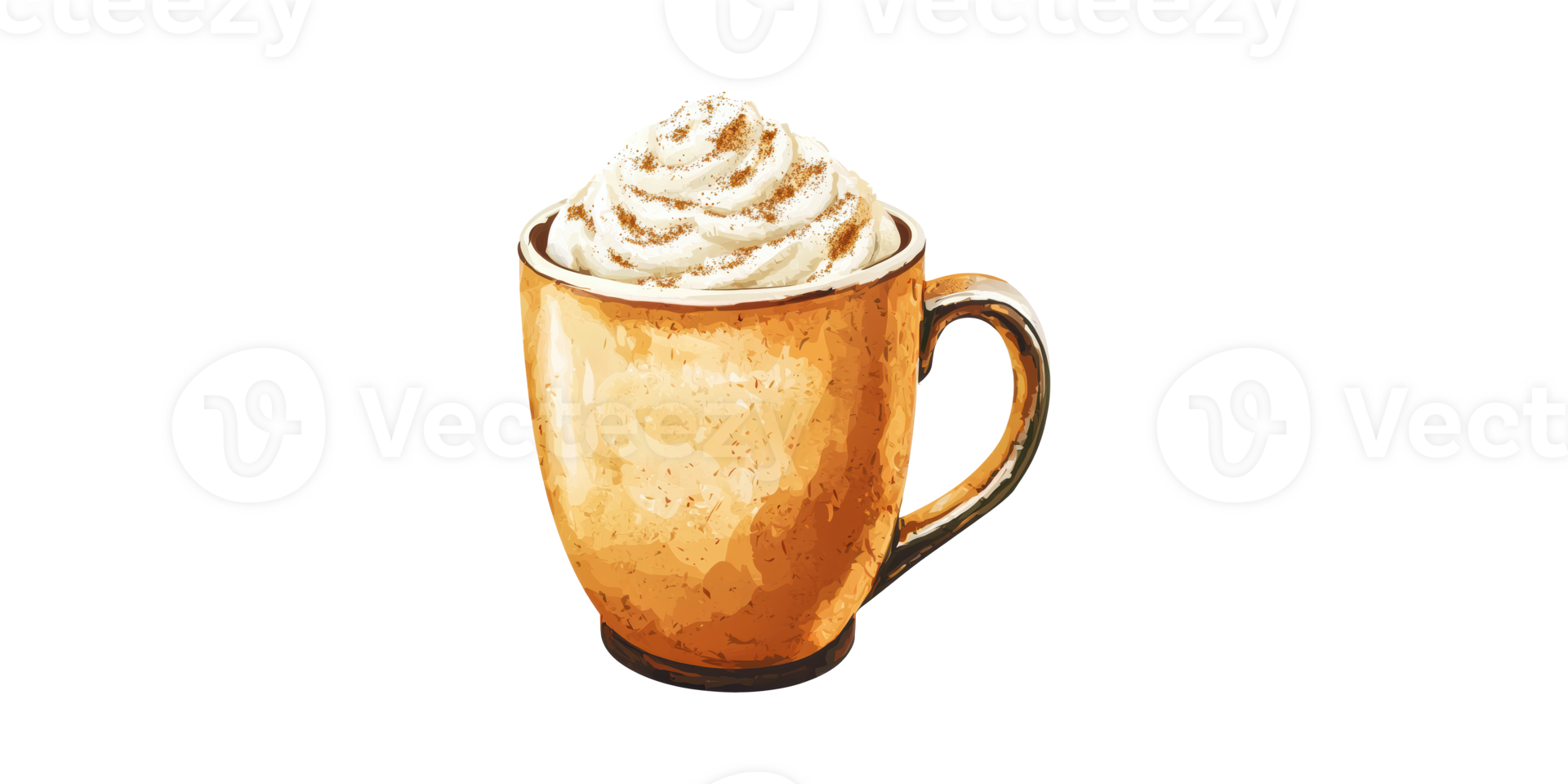 Creamy Cappuccino In Rustic Mug. Warm Beverage With Whipped Cream And Cinnamon Isolated On Transparent Background png