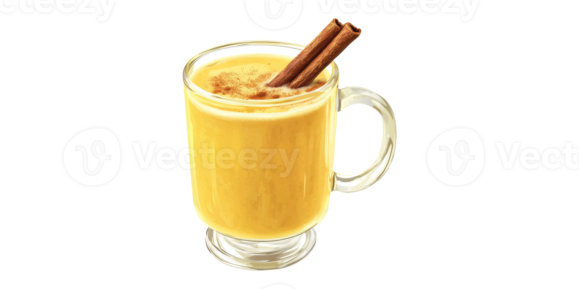 Hot Spiced Pumpkin Latte With Cinnamon Sticks In Glass Mug. Cozy Autumn Beverage Concept Isolated On Transparent Background png