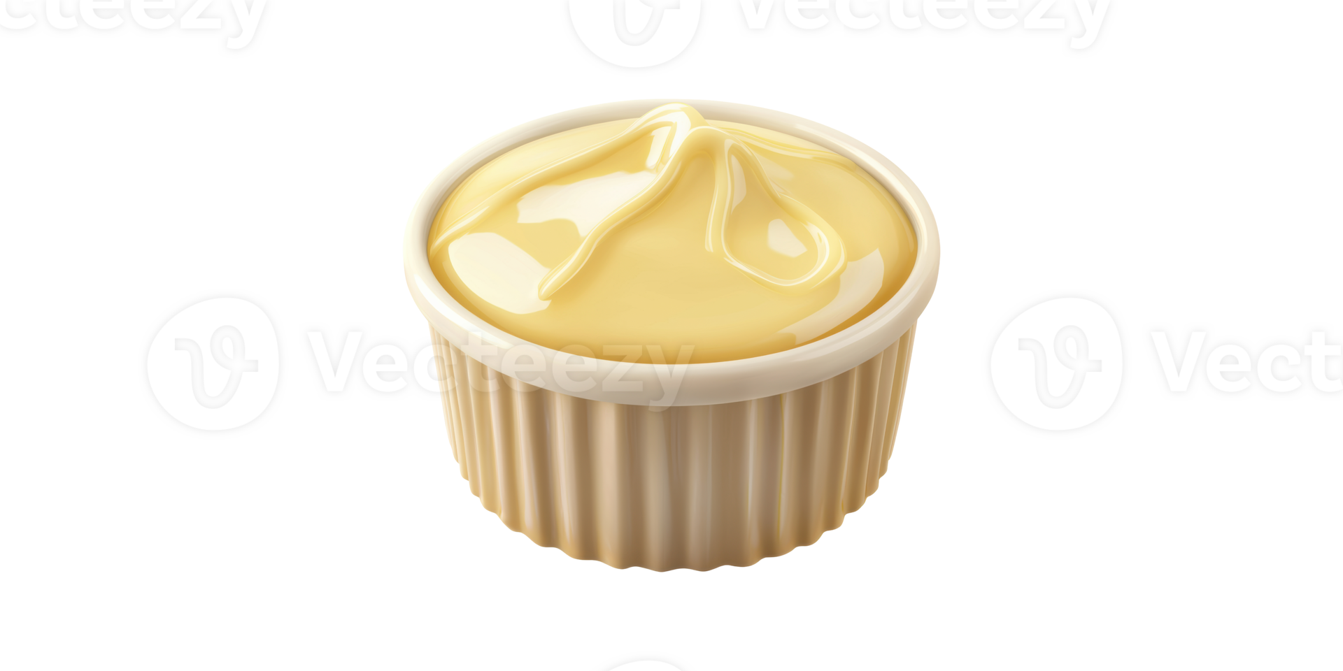 Creamy Custard In Ramekin Dish. Delicious Dessert Presentation Isolated On Transparent Background png