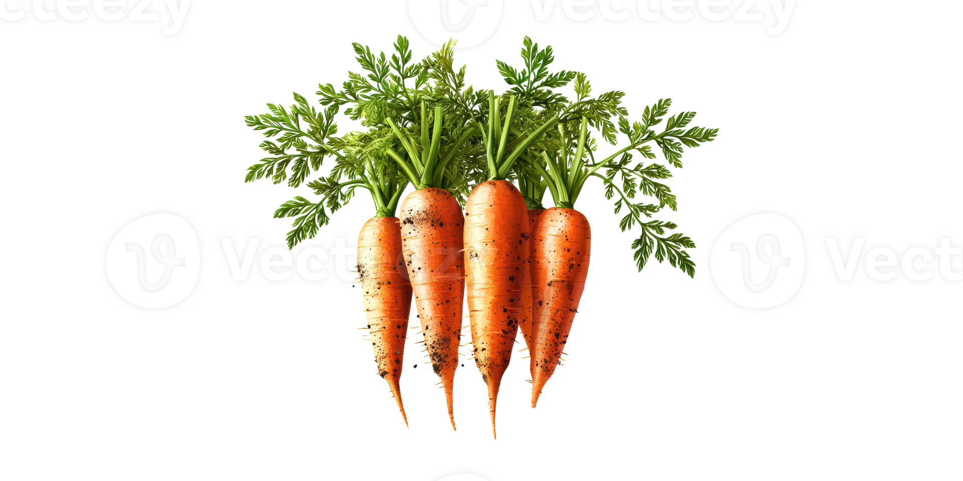 Freshly Harvested Carrots With Green Tops. Organic Farming And Healthy Nutrition Concept Isolated On Transparent Background png