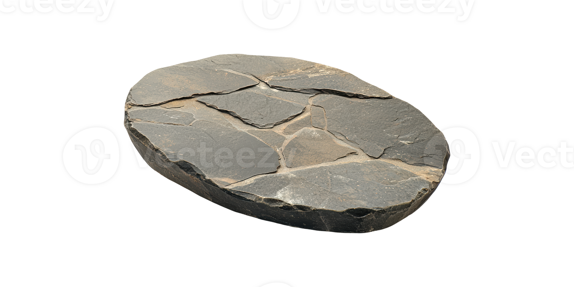 Flat Stone Slab With Natural Cracks. Geological Formation And Earth Material Isolated On Transparent Background png