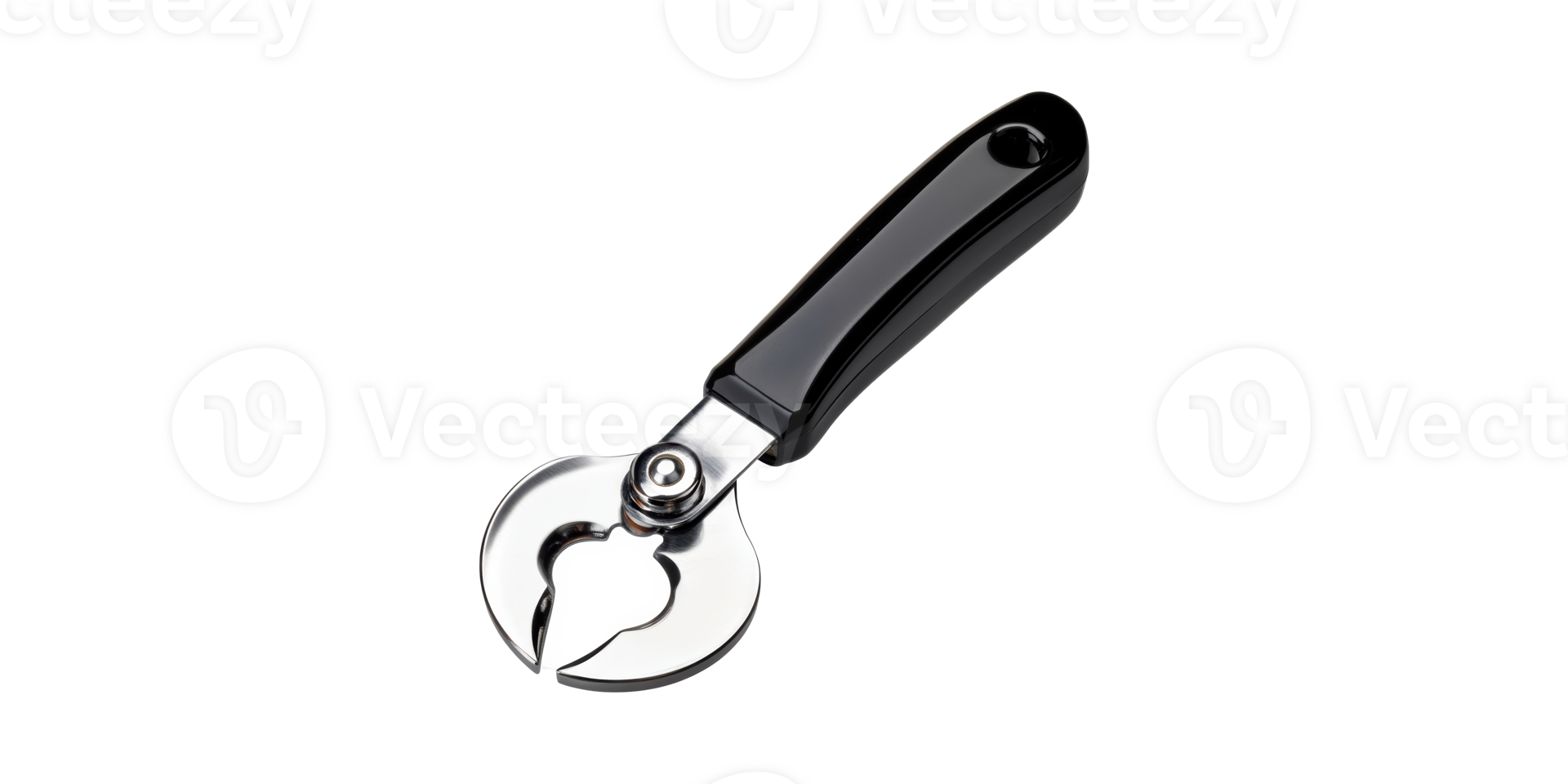 Stainless Steel Can Opener With Black Handle. Essential Kitchen Tool For Easy Can Opening Isolated On Transparent Background png