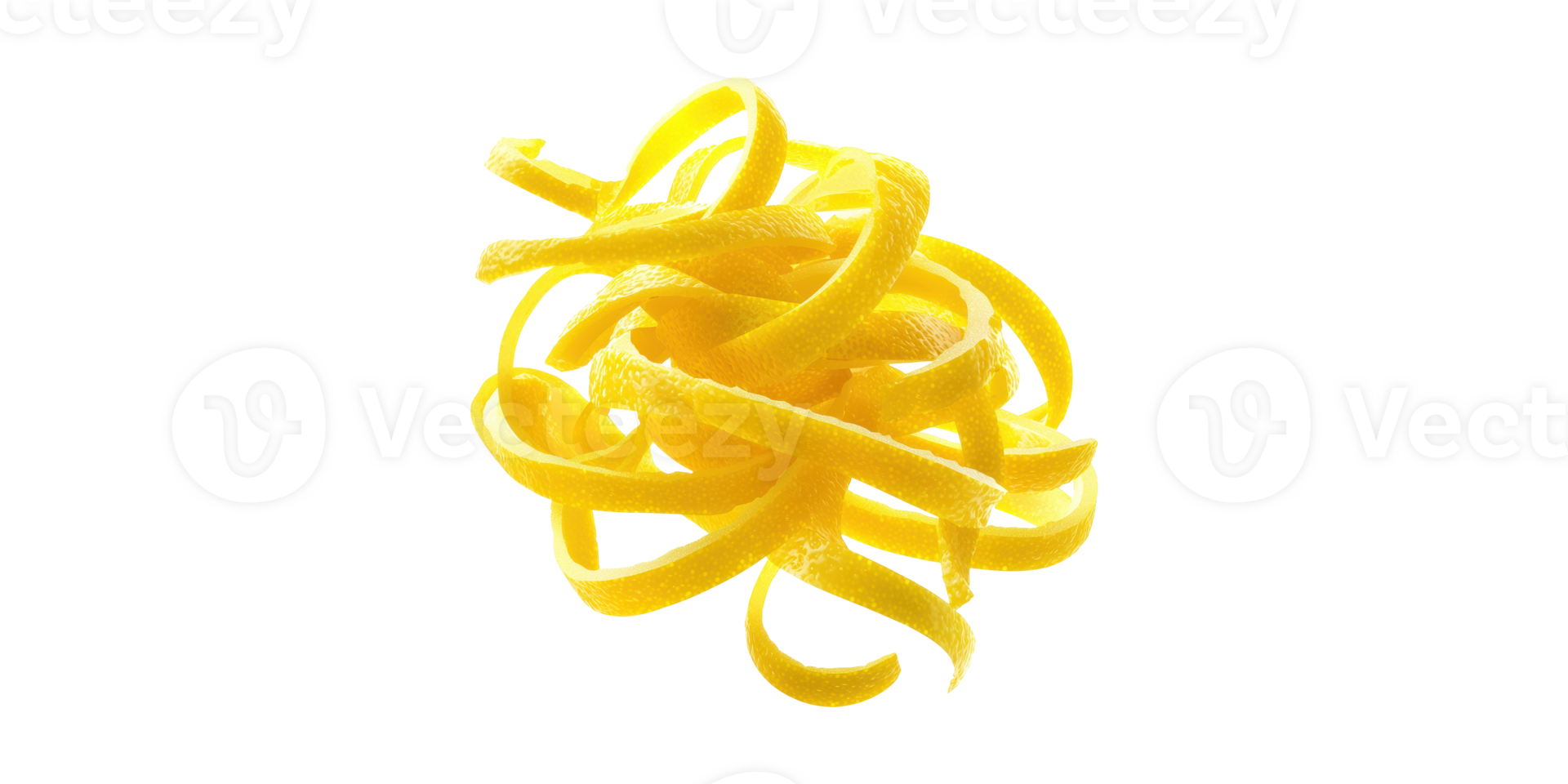 Lemon Peel Spiral. Fresh Citrus Zest For Culinary And Aromatic Uses Isolated On Transparent Background png