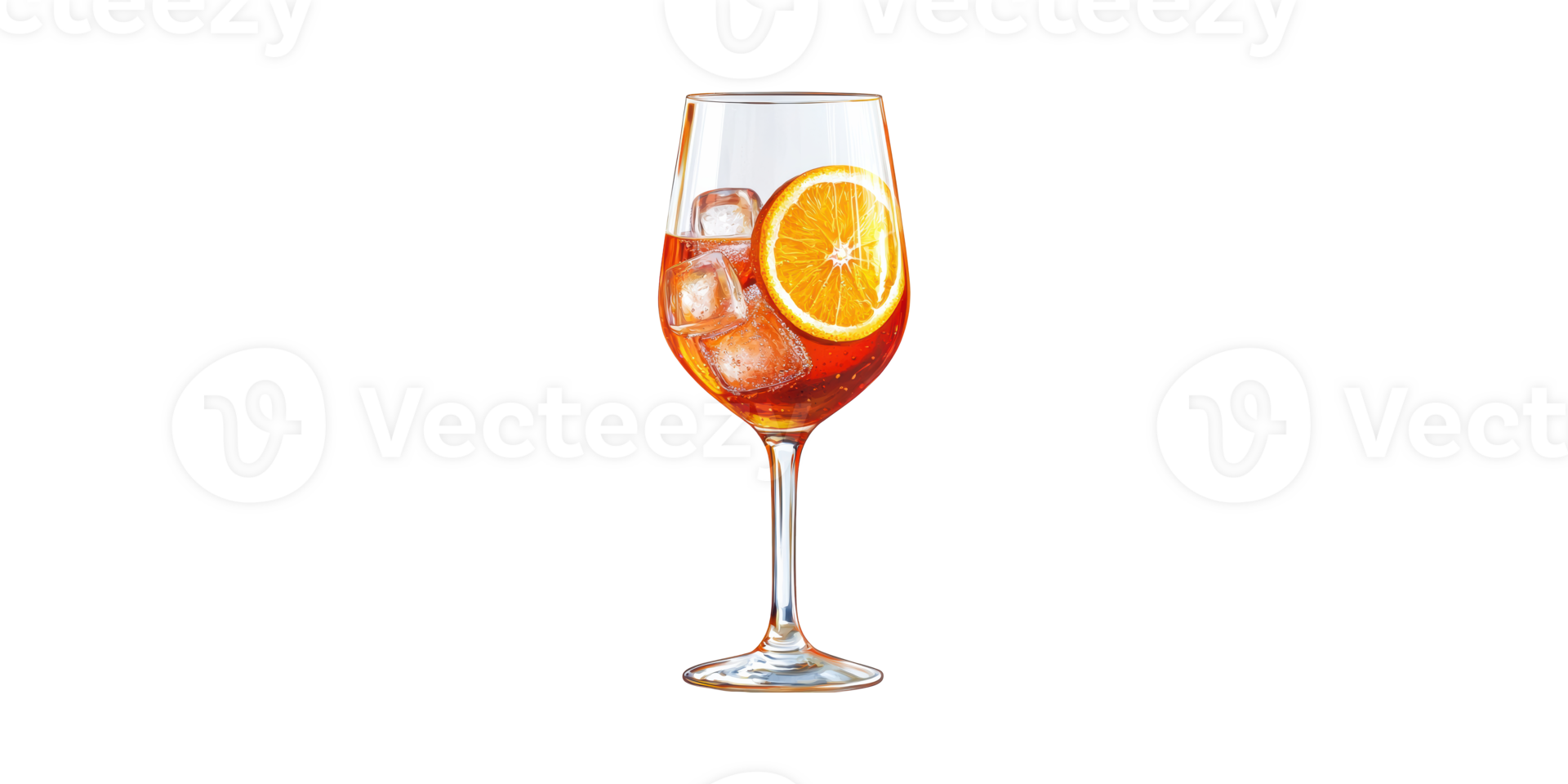 Elegant Cocktail With Orange Slice And Ice Cubes Isolated On Transparent Background png