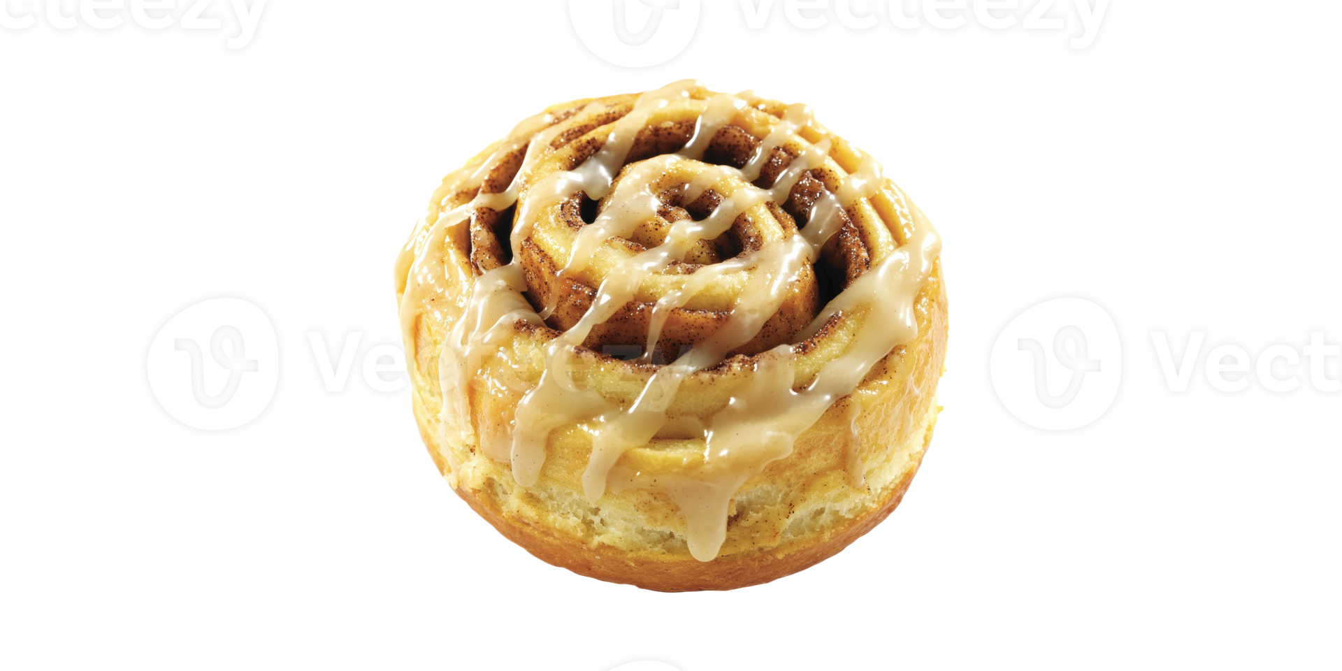 Cinnamon Roll With Icing. Sweet Pastry Dessert For Breakfast Or Snack Isolated On Transparent Background png