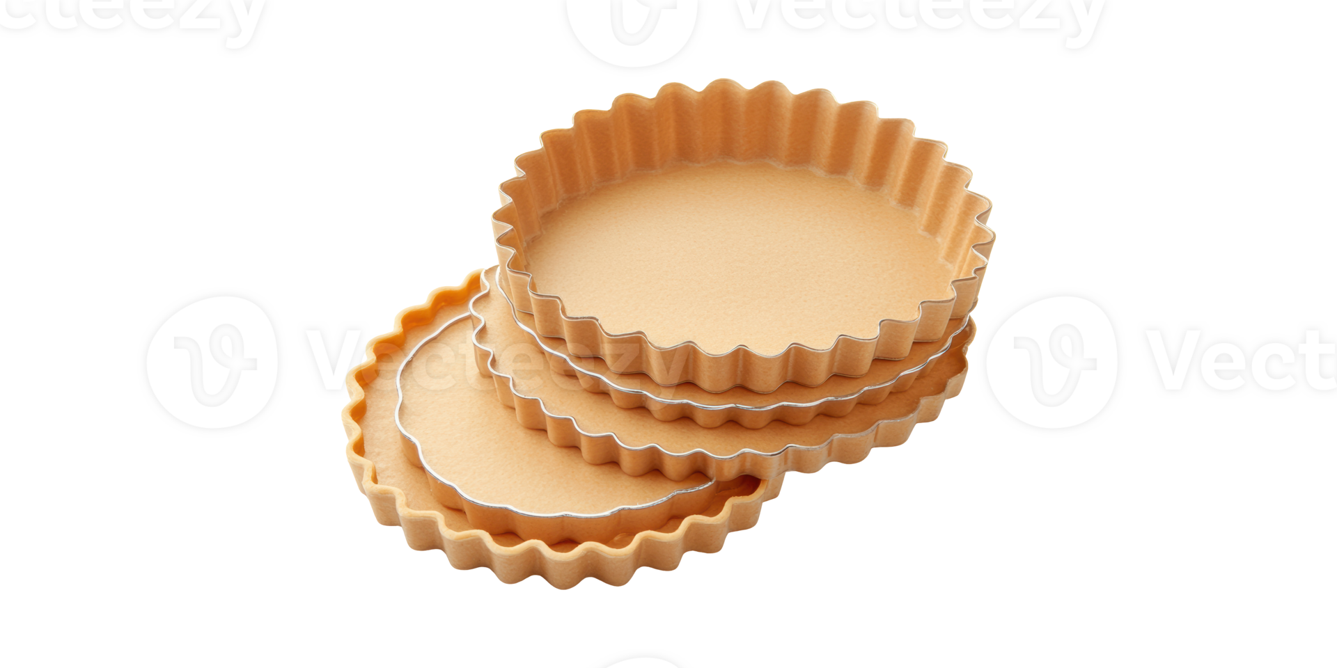 Stack Of Fluted Tart Pans For Baking. Essential Tools For Pastry And Dessert Preparation Isolated On Transparent Background png