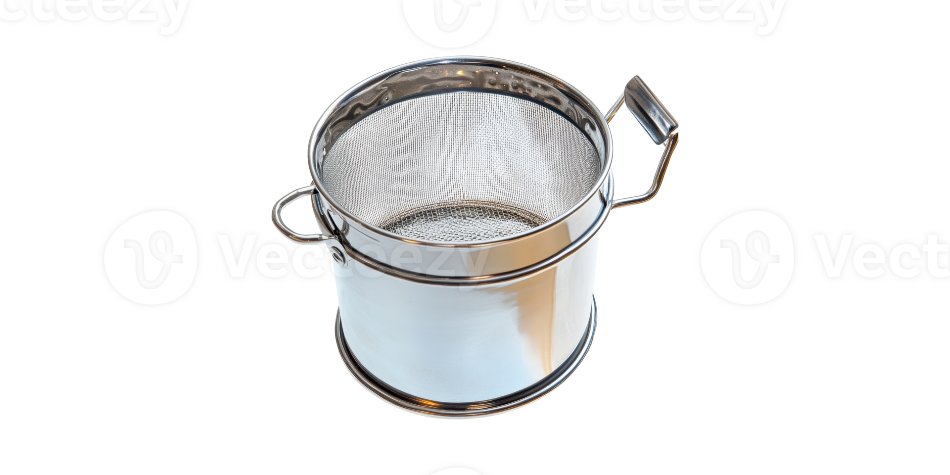 Stainless Steel Mesh Strainer With Handle. Kitchen Tool For Sifting And Draining Isolated On Transparent Background png
