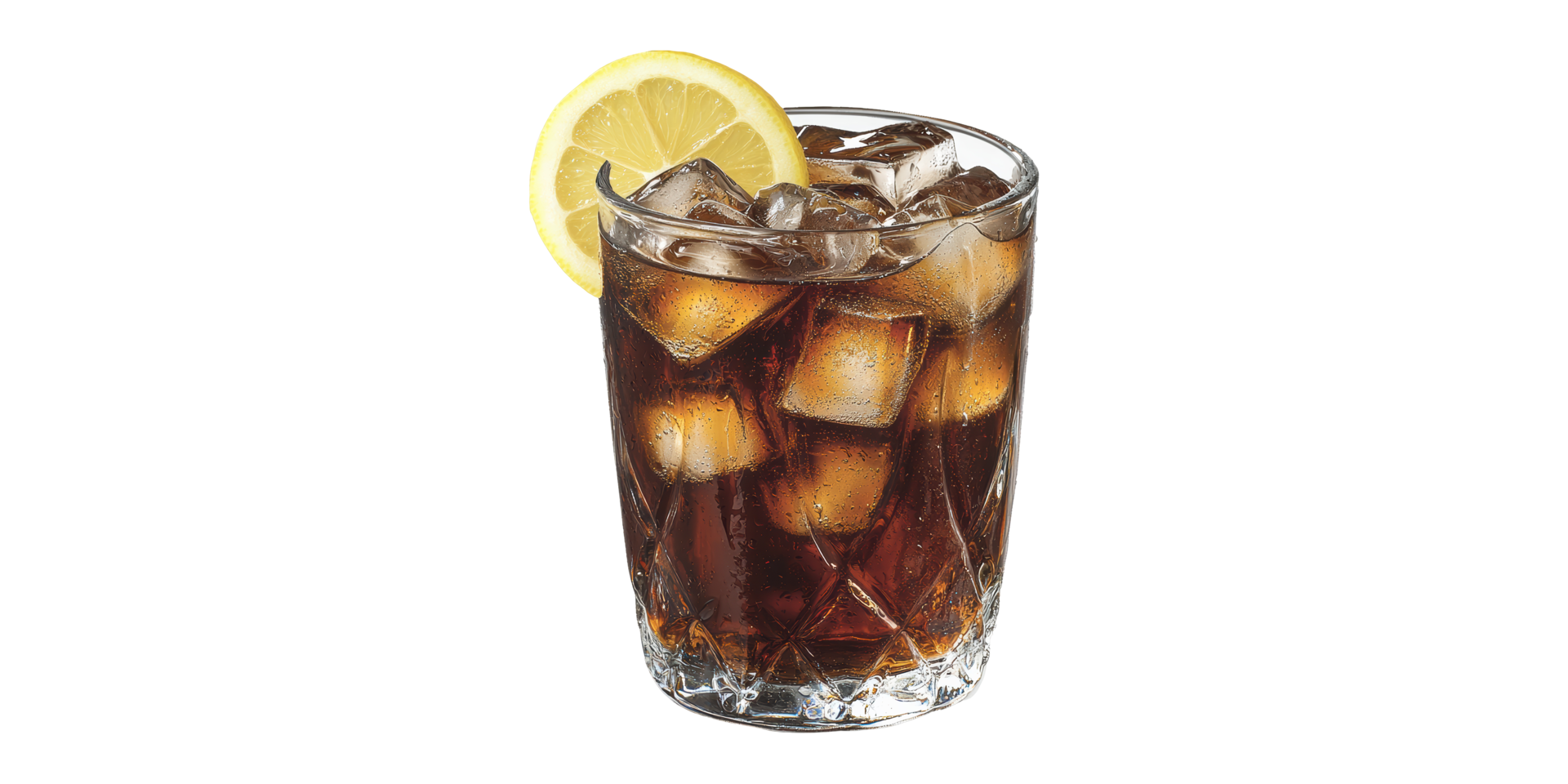 Glass Of Iced Drink With Lemon Slice. Refreshing Beverage For Summer And Social Gatherings Isolated On Transparent Background png