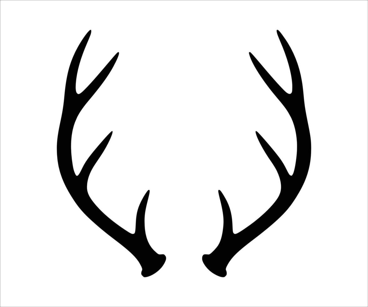 Elk or deer antlers icon set against a white background. A silhouette representing the Christmas spirit. vector