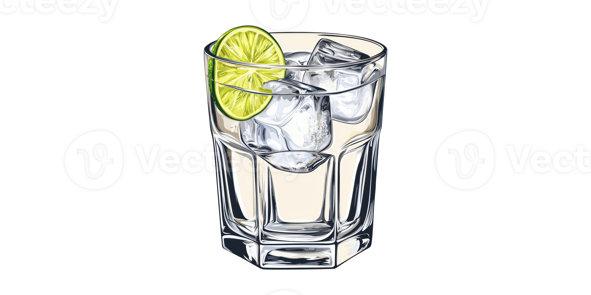 Glass Of Iced Water With Lime Slice. Refreshing Beverage For Hydration And Summer Cooling Isolated On Transparent Background png