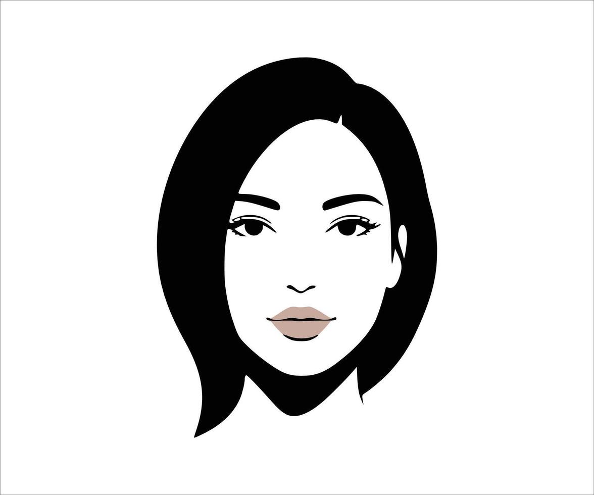 Design-ready logo showcasing a young woman's face in silhouette form. vector