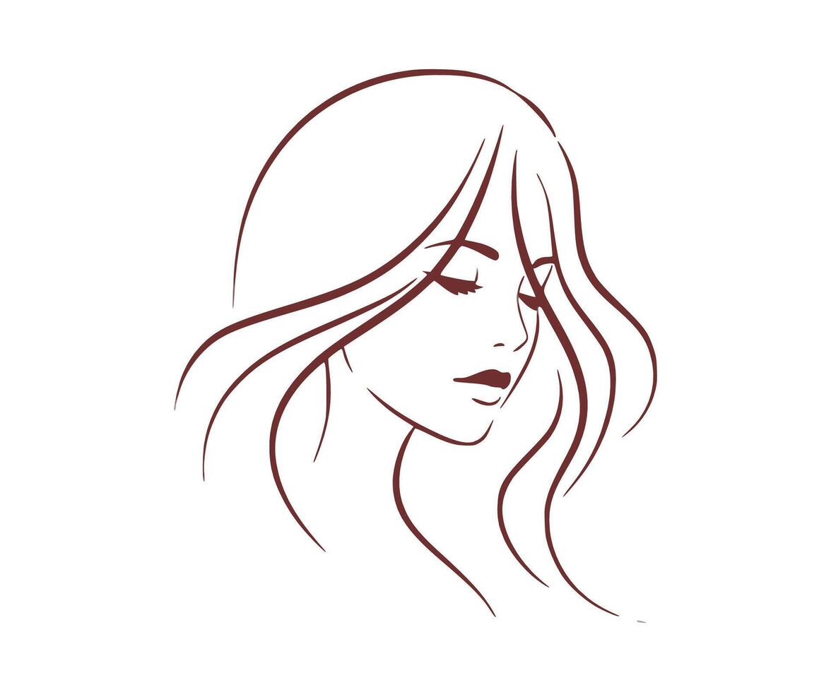 A girl's face depicted in silhouette through graphics, highlighting the ideas of beauty and fashion. vector