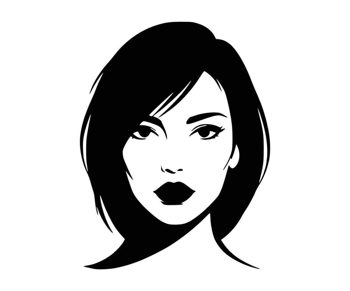 Silhouette illustration of a young woman's face, great for your design work. vector