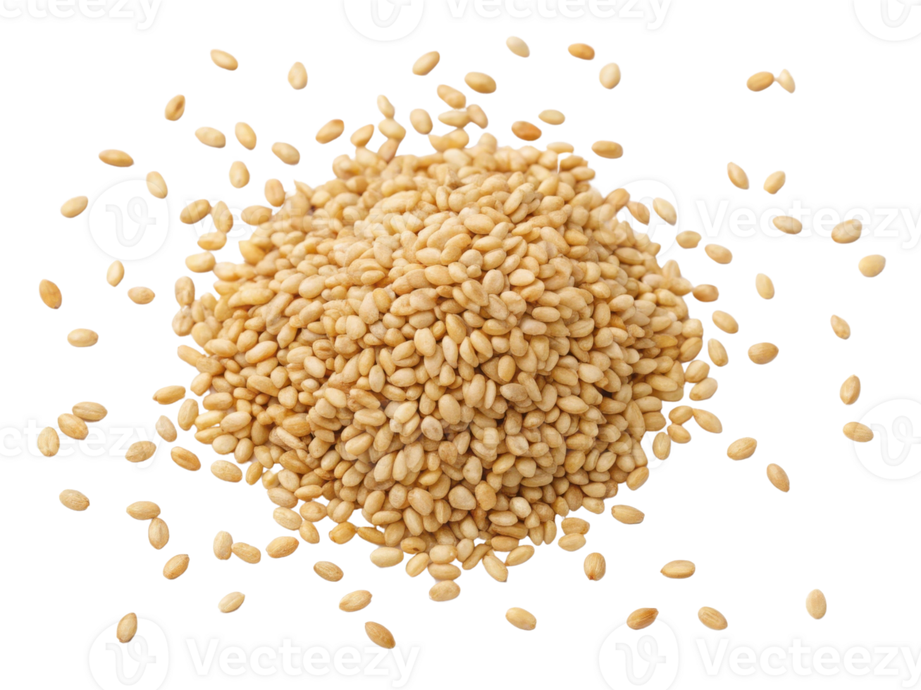 Sesame seeds scattered on transparency background create visually appealing and natural display, showcasing their small size and light color png