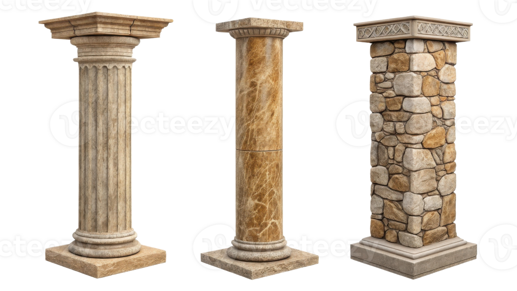 Elegant pillars showcase various architectural styles, including classic, marble, and stone designs, enhancing any space with timeless beauty png