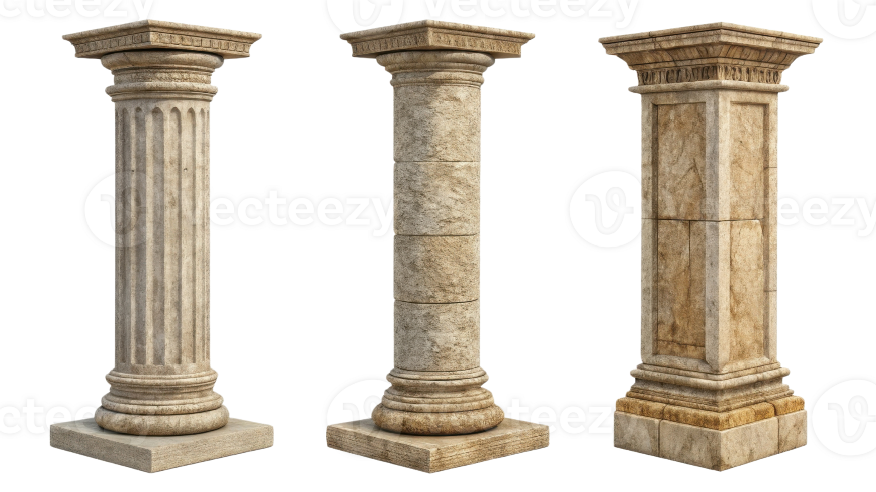 Ancient pillars showcase intricate designs and textures, standing tall as symbols of strength and elegance in architecture png