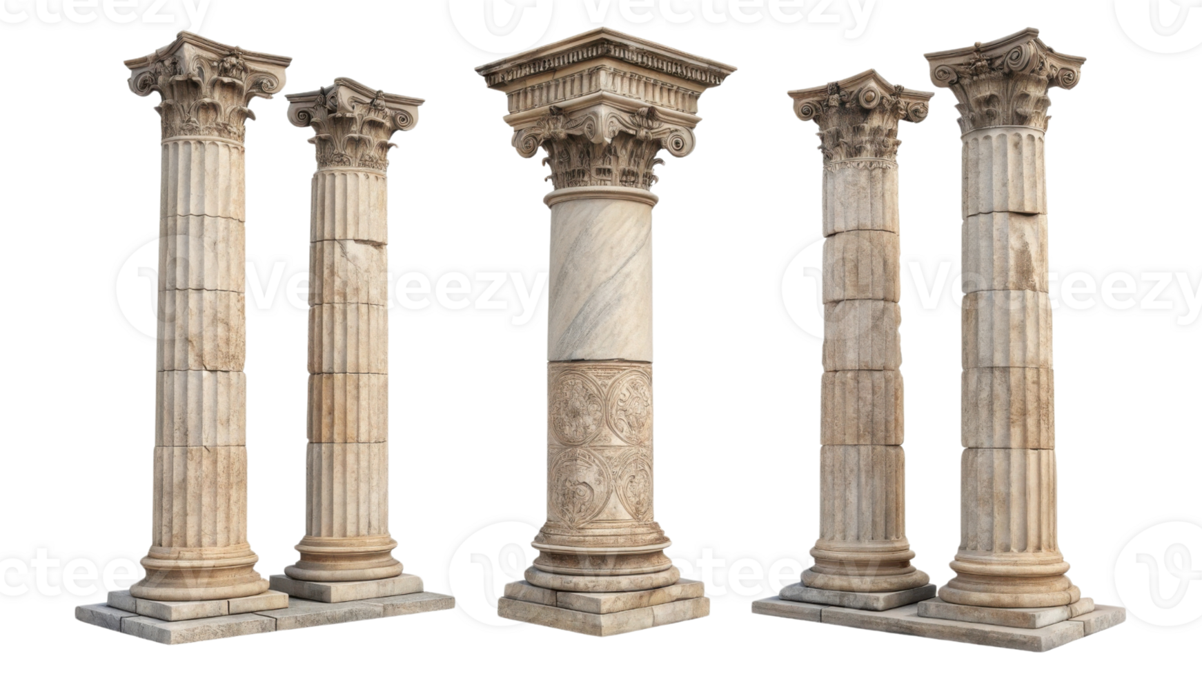 Ancient pillars showcase intricate designs and classic architecture, standing tall as symbols of strength and beauty in historical structures png