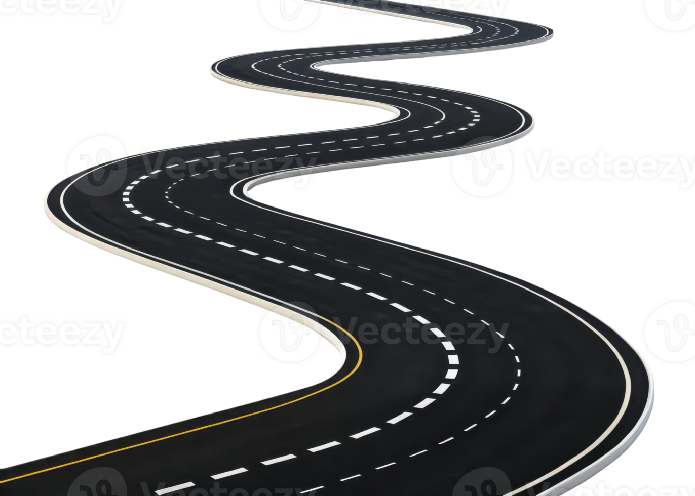 winding road with smooth surface and clear lane markings, creating sense of journey and adventure png