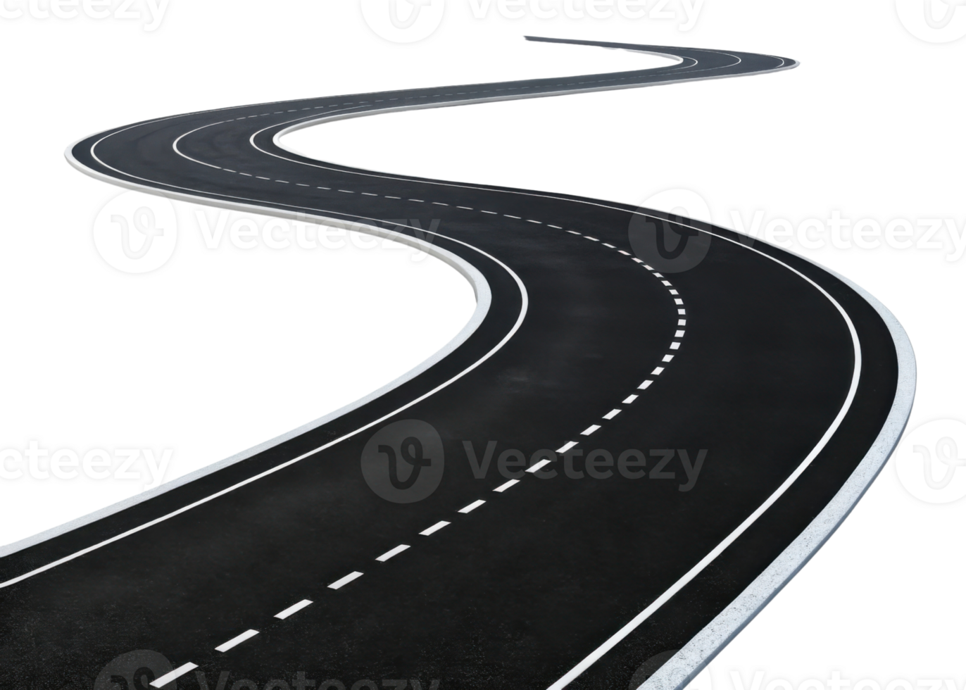 winding road with smooth asphalt surface and white lane markings, creating sense of journey and adventure png