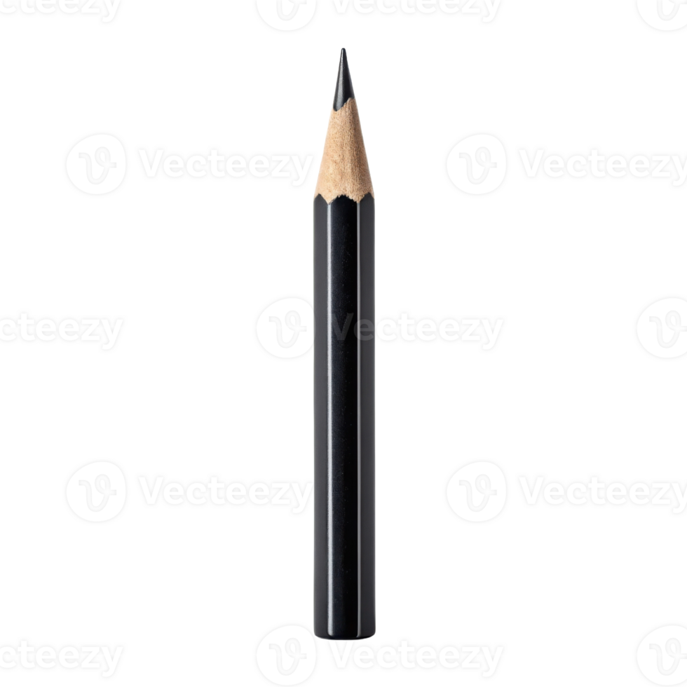 black pencil with sharpened tip, perfect for drawing and sketching, showcasing its sleek design and fine point png