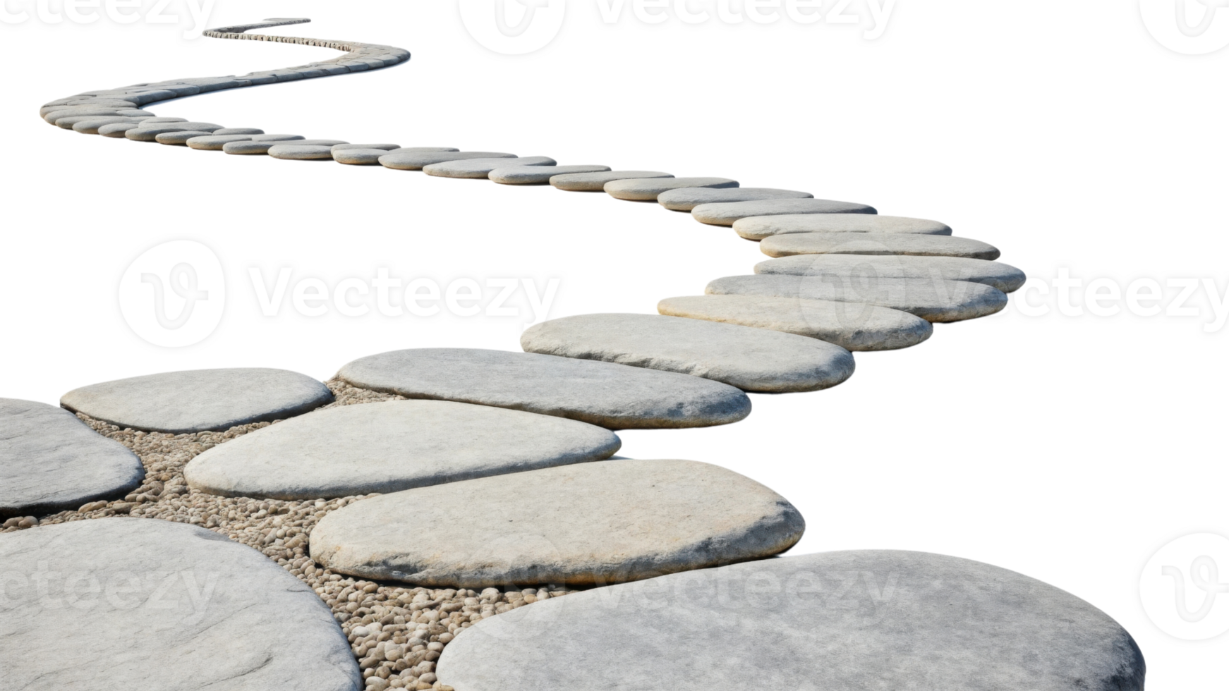 winding pathway made of smooth stones, leading through serene landscape, evokes tranquility and harmony png