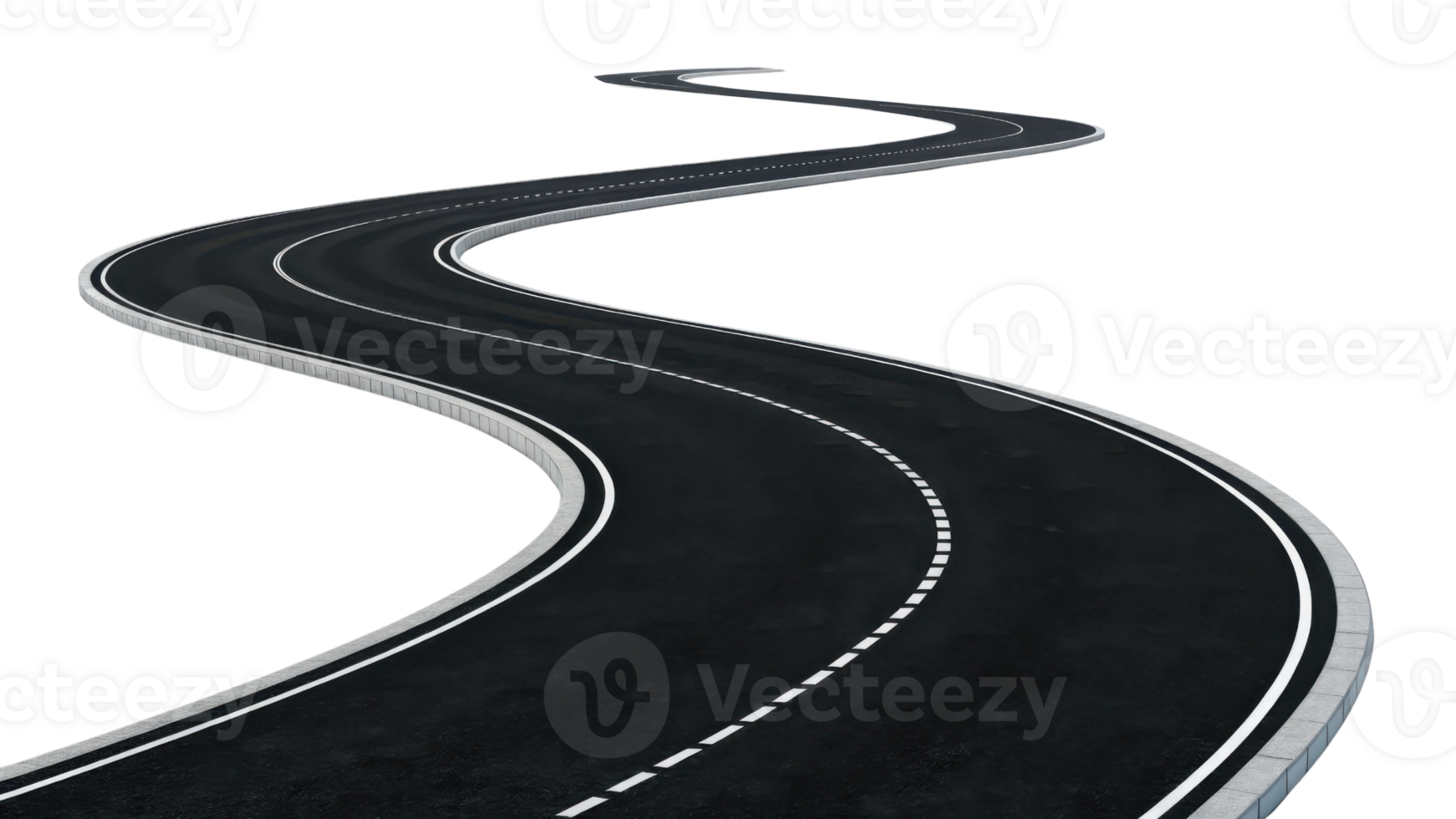 winding road with smooth curves and clear markings, inviting adventure and exploration png