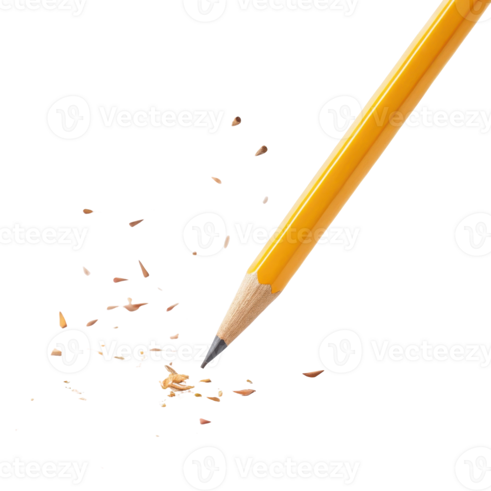 yellow pencil with shavings scattered around, symbolizing creativity and inspiration png