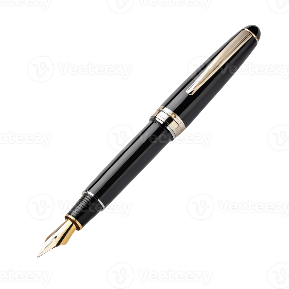 sleek black fountain pen with gold nib, perfect for elegant writing and note taking. This sophisticated writing instrument adds touch of luxury to png