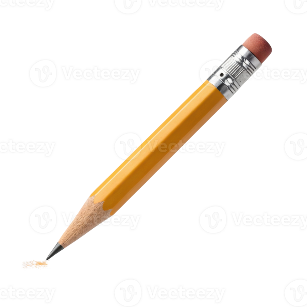 yellow pencil with eraser, resting on white surface, symbolizes creativity and learning png