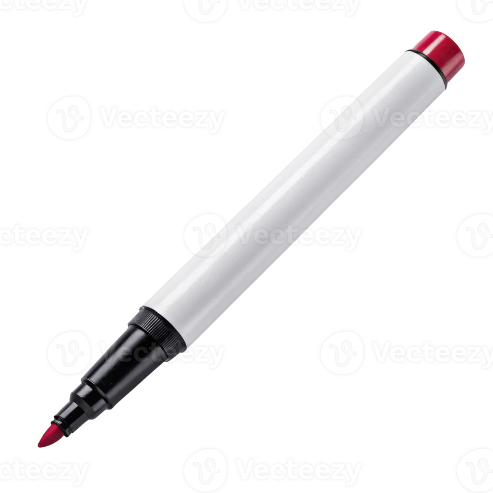 red marker with black tip and white body, perfect for writing and drawing. It adds vibrant color to any project png
