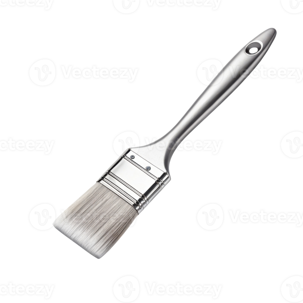 high quality paintbrush with silver handle and soft bristles, perfect for precise painting tasks and artistic projects png